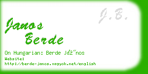 janos berde business card